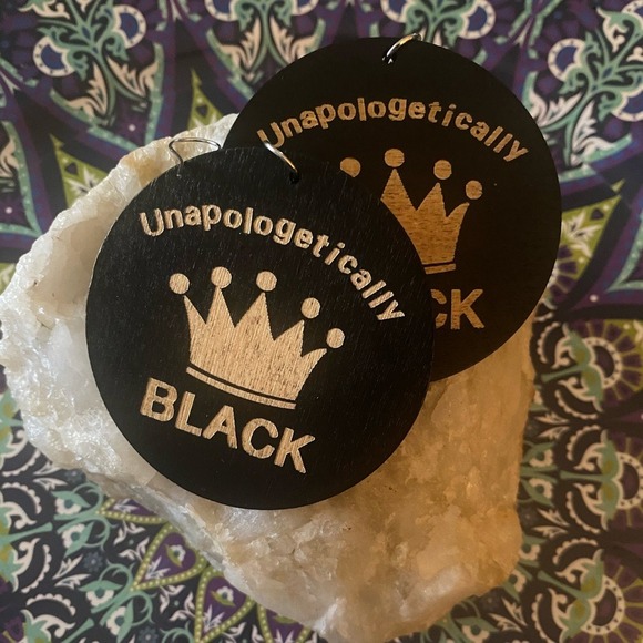 Unapologetically Black Earrings, Gold Crown, Queen, King Statement Earrings -New - Picture 10 of 16